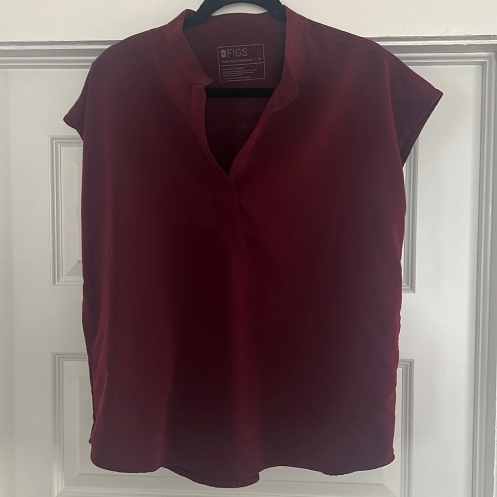 Figs burgundy Rafaela top